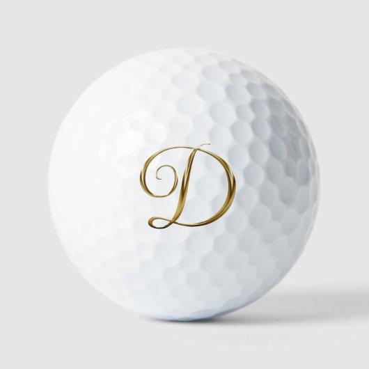 Faux Gold Metallic Monogram D Golfballen (Voorkant)