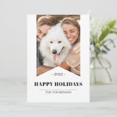 Faux Gold Minimalist Prettige feestdagen Foto 2022 Feestdagenkaart (Staand voorkant)
