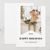 Faux Gold Minimalist Prettige feestdagen Foto 2022 Feestdagenkaart (Voorkant / Achterkant)