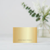 Faux Gold Minimalist Sjabloon Luxe Aangepast Visitekaartje (Staand voorkant)