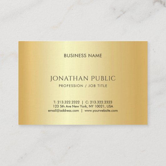 Faux Gold Minimalist Sjabloon Luxe Aangepast Visitekaartje (Achterkant)