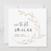 Faux Gold Minimalist Wreatard Square Save the Date (Voorkant)