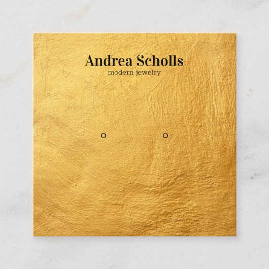 Faux GOLD Modern Bold Jewelry Stud Earring Display Vierkante Visitekaartje (Voorkant)