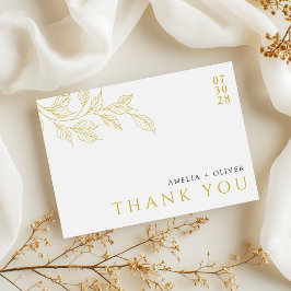Faux Gold Modern Botanical Wedding Bedankkaart