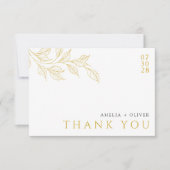 Faux Gold Modern Botanical Wedding Bedankkaart (Voorkant)