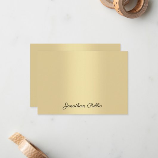 Faux Gold Modern Calligraphy Script Name Sjabloon (Voorkant / Achterkant in situ)