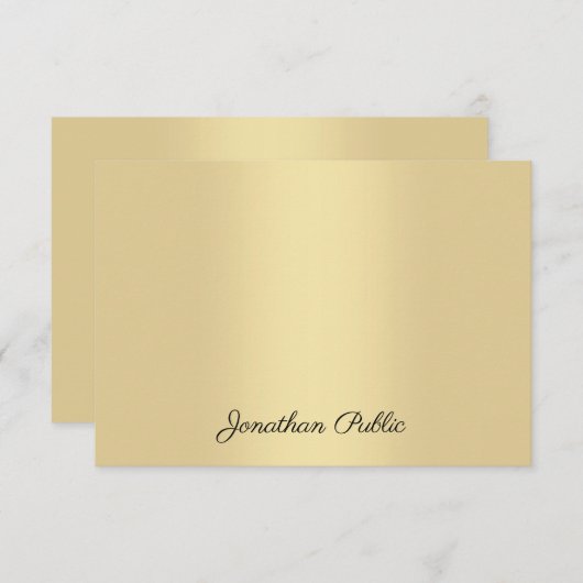 Faux Gold Modern Calligraphy Script Name Sjabloon (Voorkant / Achterkant)