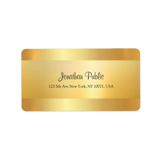 Faux Gold Modern Cool Script Sjabloon Bovenste adr Etiket (Voorkant)