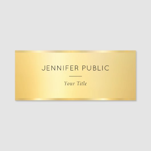 Faux Gold Modern Custom Rectangle Personeel Naamplaatje (Voorkant)