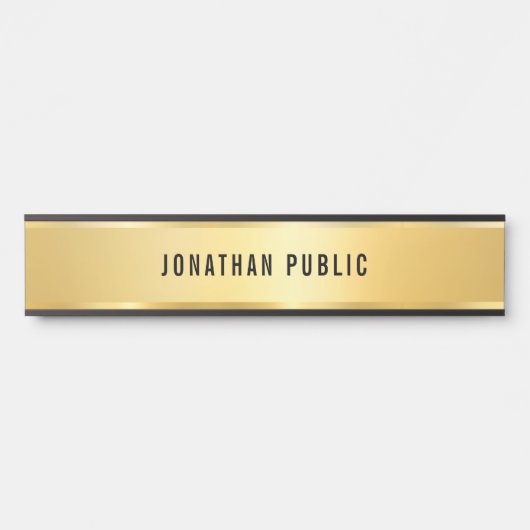 Faux Gold Modern Design Glamoureuze Sjabloon Lange Deurbordje (Voorkant)