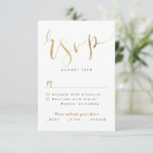 Faux Gold Modern Eenvoudig Script bruiloft RSVP (Staand voorkant)