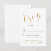 Faux Gold Modern Eenvoudig Script bruiloft RSVP Kaartje (Voorkant / Achterkant)
