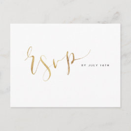 Faux Gold Modern Eenvoudig Script bruiloft RSVP Uitnodiging Briefkaart