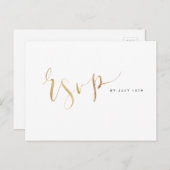 Faux Gold Modern Eenvoudig Script bruiloft RSVP Uitnodiging Briefkaart (Voorkant / Achterkant)