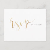Faux Gold Modern Eenvoudig Script bruiloft RSVP Uitnodiging Briefkaart (Voorkant)