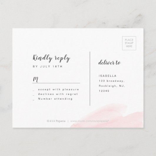 Faux Gold Modern Eenvoudig Script bruiloft RSVP Uitnodiging Briefkaart (Achterkant)
