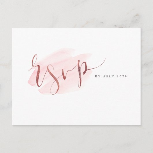 Faux Gold Modern Eenvoudig Script bruiloft RSVP Uitnodiging Briefkaart (Voorkant)
