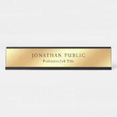 Faux Gold Modern Elegant Design Custom Sjabloon Bureau Naambordje (Voorkant)