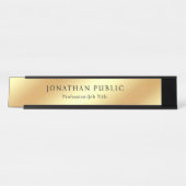 Faux Gold Modern Elegant Design Custom Sjabloon Bureau Naambordje (Voorkant)