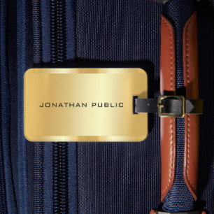 Faux Gold Modern Elegant Glam Trendy Sjabloon Bagagelabel