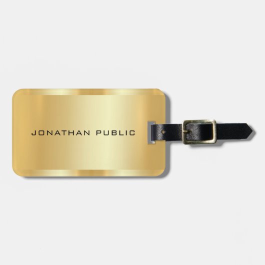 Faux Gold Modern Elegant Glam Trendy Sjabloon Bagagelabel (Voorkant horizontaal)
