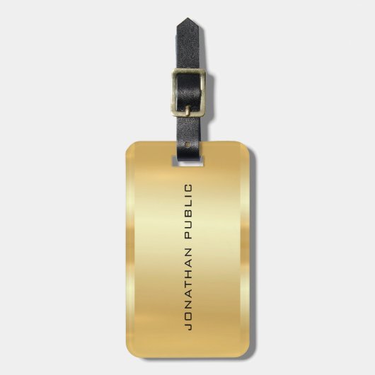Faux Gold Modern Elegant Glam Trendy Sjabloon Bagagelabel (Voorkant verticaal)
