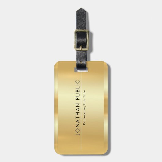 Faux Gold Modern Elegant Glamoureuze Sjabloon Tren Bagagelabel (Voorkant verticaal)