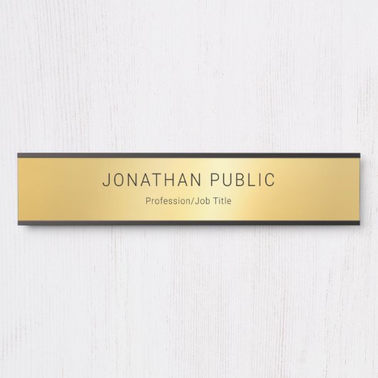 Faux Gold Modern Elegant Minimalist Sjabloon Deurbordje (Voorkant)