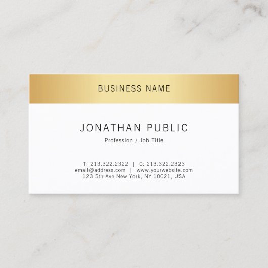Faux Gold Modern Elegant Minimalistics Sjabloon Visitekaartje (Voorkant)