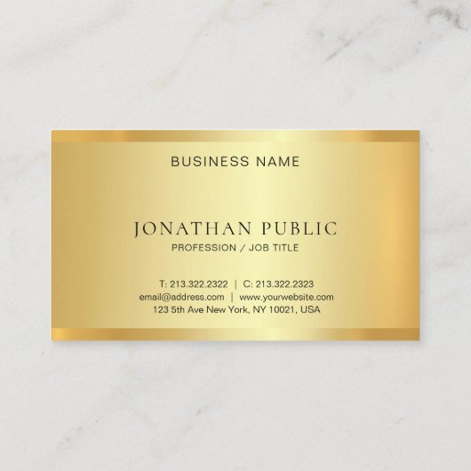 Faux Gold Modern Elegant Minimalistische Sjabloon  Visitekaartje (Achterkant)