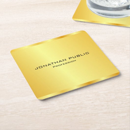 Faux Gold Modern Elegant Professional personaliser Kartonnen Onderzetters (Schuin)