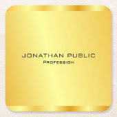 Faux Gold Modern Elegant Professional personaliser Kartonnen Onderzetters (Voorkant)