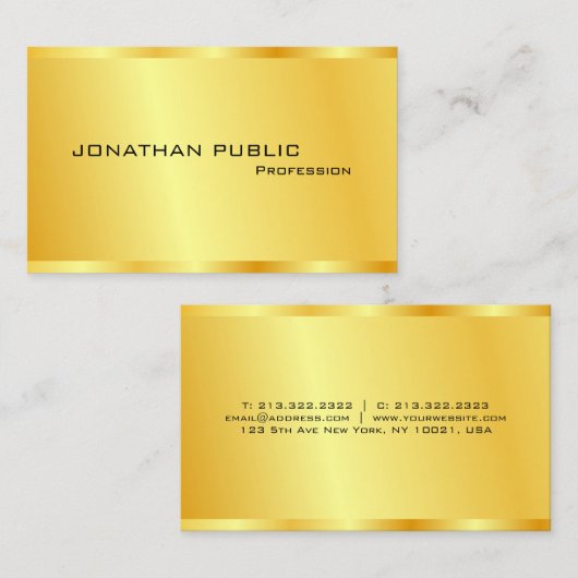 Faux Gold Modern Elegant Professional personaliser Visitekaartje (Voorkant / Achterkant)