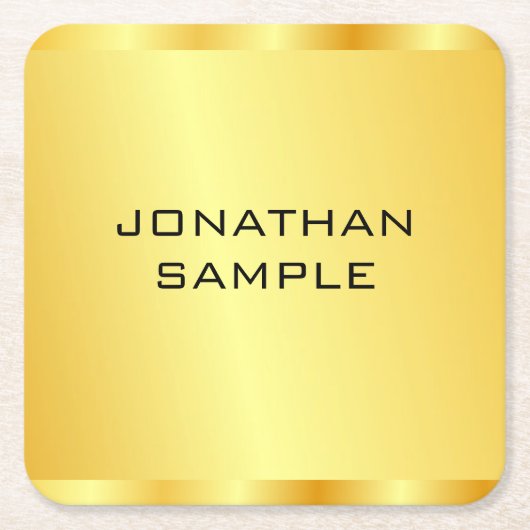 Faux Gold Modern Elegant Professional Sjabloon Kartonnen Onderzetters (Voorkant)