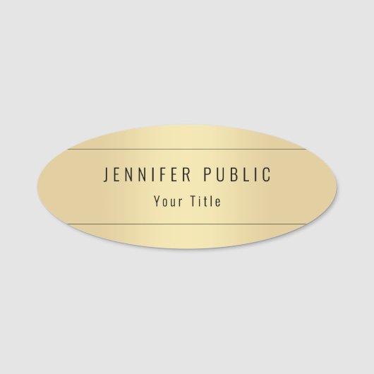 Faux Gold Modern Elegant Professional Sjabloon Naamplaatje (Voorkant)