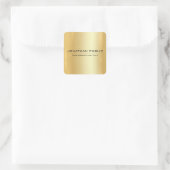 Faux Gold Modern Elegant Simple Design Sjabloon Vierkante Sticker (Tas)