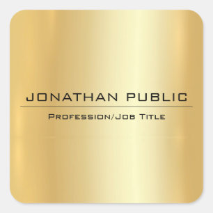 Faux Gold Modern Elegant Simple Design Sjabloon Vierkante Sticker