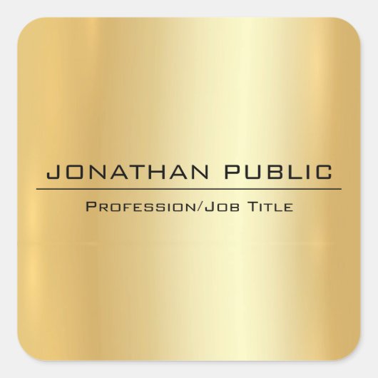 Faux Gold Modern Elegant Simple Design Sjabloon Vierkante Sticker (Voorkant)