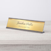 Faux Gold Modern Elegant Sjabloon Professional Bureau Naambordje (Voorkant)