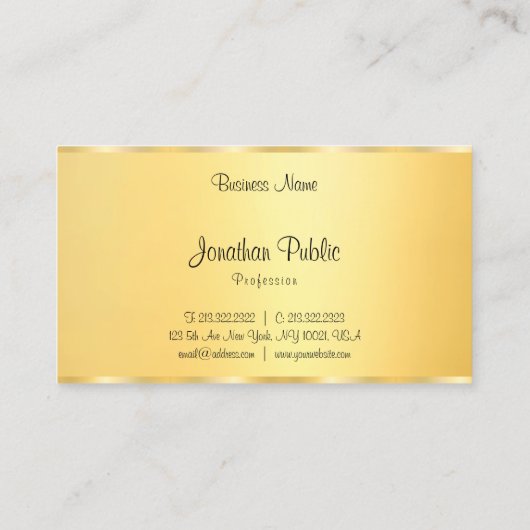 Faux Gold Modern gekalligrafeerd design Sjabloon Visitekaartje (Achterkant)