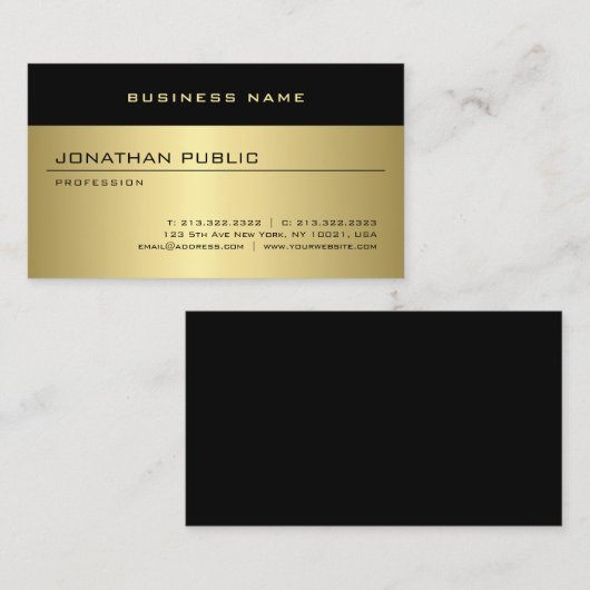 Faux Gold Modern Glamor Persoonlijke Sjabloon Visitekaartje (Voorkant / Achterkant)