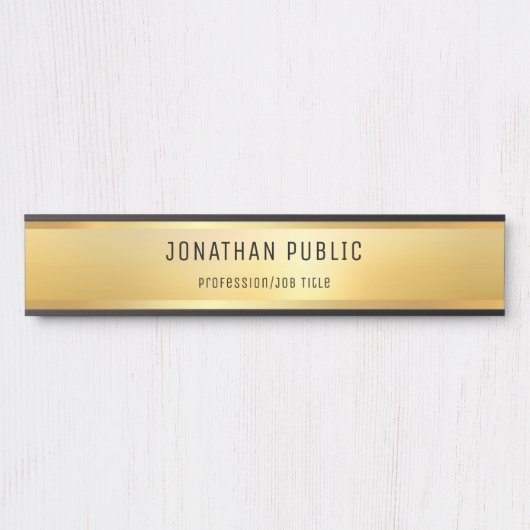 Faux Gold Modern Glamoureuze Sjabloon Trendy Deurbordje (Voorkant)