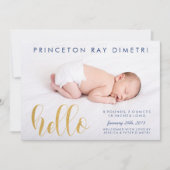 Faux Gold Modern Hallo geboorteaankondiging Aankondiging (Voorkant)