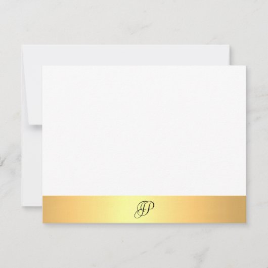 Faux Gold Modern Hand Script Monogram Naam Notitiekaartje (Voorkant)