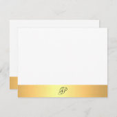 Faux Gold Modern Hand Script Monogram Naam Notitiekaartje (Voorkant / Achterkant)