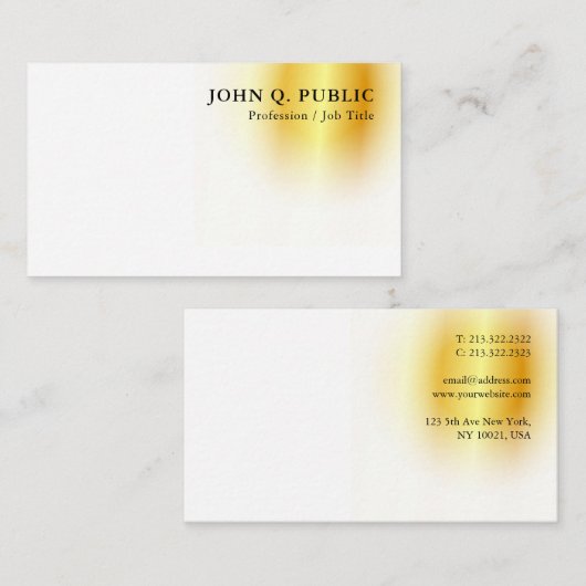 Faux Gold Modern Minimalist Elegant Sjabloon Visitekaartje (Voorkant / Achterkant)