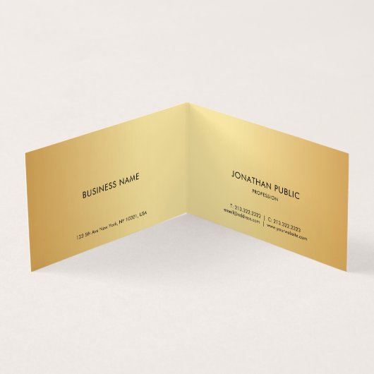 Faux Gold Modern Minimalist Elegant Sjabloon Visitekaartje (Binnen)
