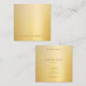 Faux Gold Modern Minimalist Elite Sjabloon Luxe Vierkante Visitekaartje (Voorkant / Achterkant)