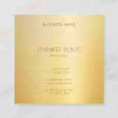 Faux Gold Modern Minimalist Elite Sjabloon Luxe Vierkante Visitekaartje (Achterkant)