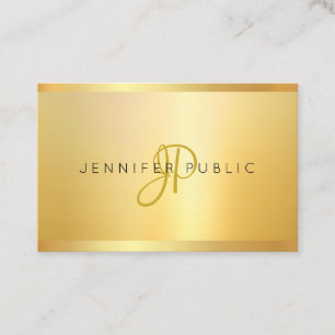 Faux Gold Modern Minimalistisch Monogram Professio Visitekaartje
